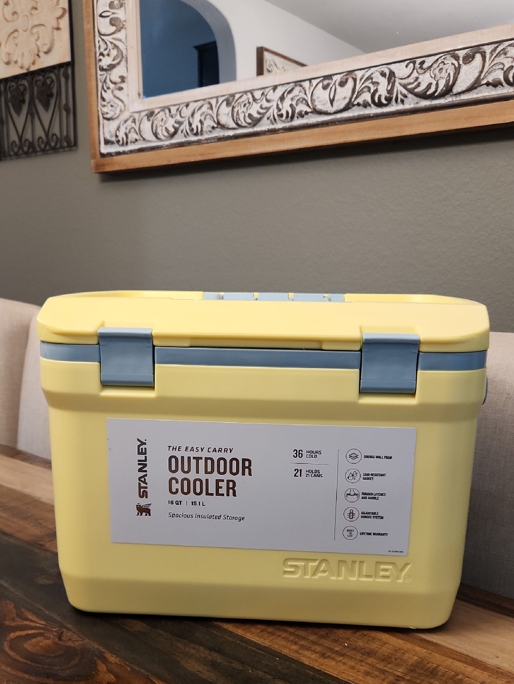 Stanley Yellow Cooler with Light Blue Accents 16 Qt